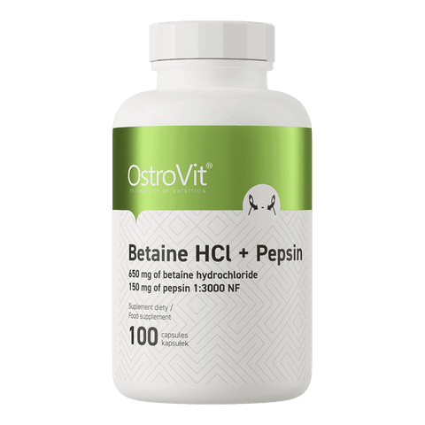 Betaine HCl Hydrochloric Acid with Pepsin (100 Caps)(Expiration date: 09/03/2026)