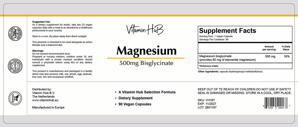 Magnesium glycinate 500mg \ 90 Veg. Kapseln